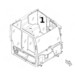 SZYBA BOCZNA ZA DRZWIAMI LEWA STRONA LAMINOWANA SITODRUK WOZIDŁO PRZEGUBOWE CATERPILLAR 745D 5080791