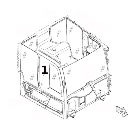 SZYBA PRAWA STRONA PRZEDNIA STAŁA SITODRUK WOZIDŁO PRZEGUBOWE CATERPILLAR 745D 4806970