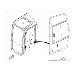 SZYBA DRZWI GÓRNA SITODRUK MINIKOPARKA CATERPILLAR 308.5 5499075