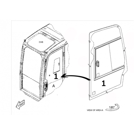SZYBA DRZWI GÓRNA SITODRUK MINIKOPARKA CATERPILLAR 308.5 5499075