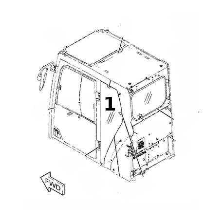 SZYBA BOCZNA ZA DRZWIAMI SITODRUK KOPARKA KOŁOWA/GĄSIENICOWA CATERPILLAR M318 320 4865426