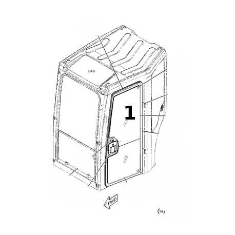 SZYBA DRZWI GÓRNA SITODRUK MINIKOPARKA CAT 303.5E2 CR 305.5E2 CR 4361743