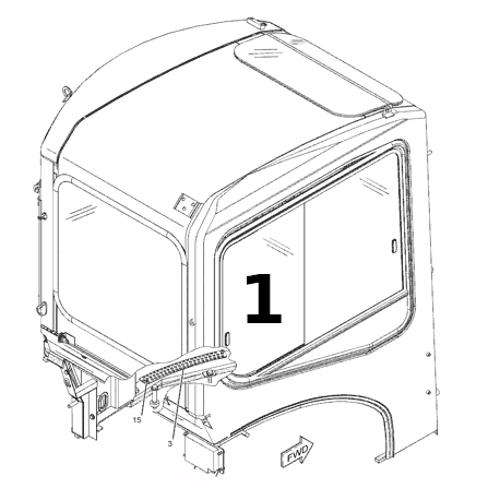 SZYBA PRAWA STRONA TYLNA PRZESUWNA MINIKOPARKA CATERPILLAR 305CR 2305212