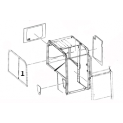 SZYBA PRAWA STRONA PRZEDNIA PRZESUWNA SITODRUK MINIKOPARKA JCB 85Z-1 334/C8278