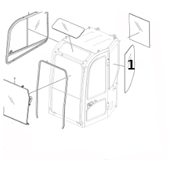 SZYBA BOCZNA ZA DRZWIAMI SITODRUK MINIKOPARKA VOLVO ECR58D ECR88D 14633947